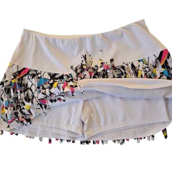 Lucky In Love Womens Multicolor Fringe Athletic Tennis Skort Medium - Picture 2 of 8